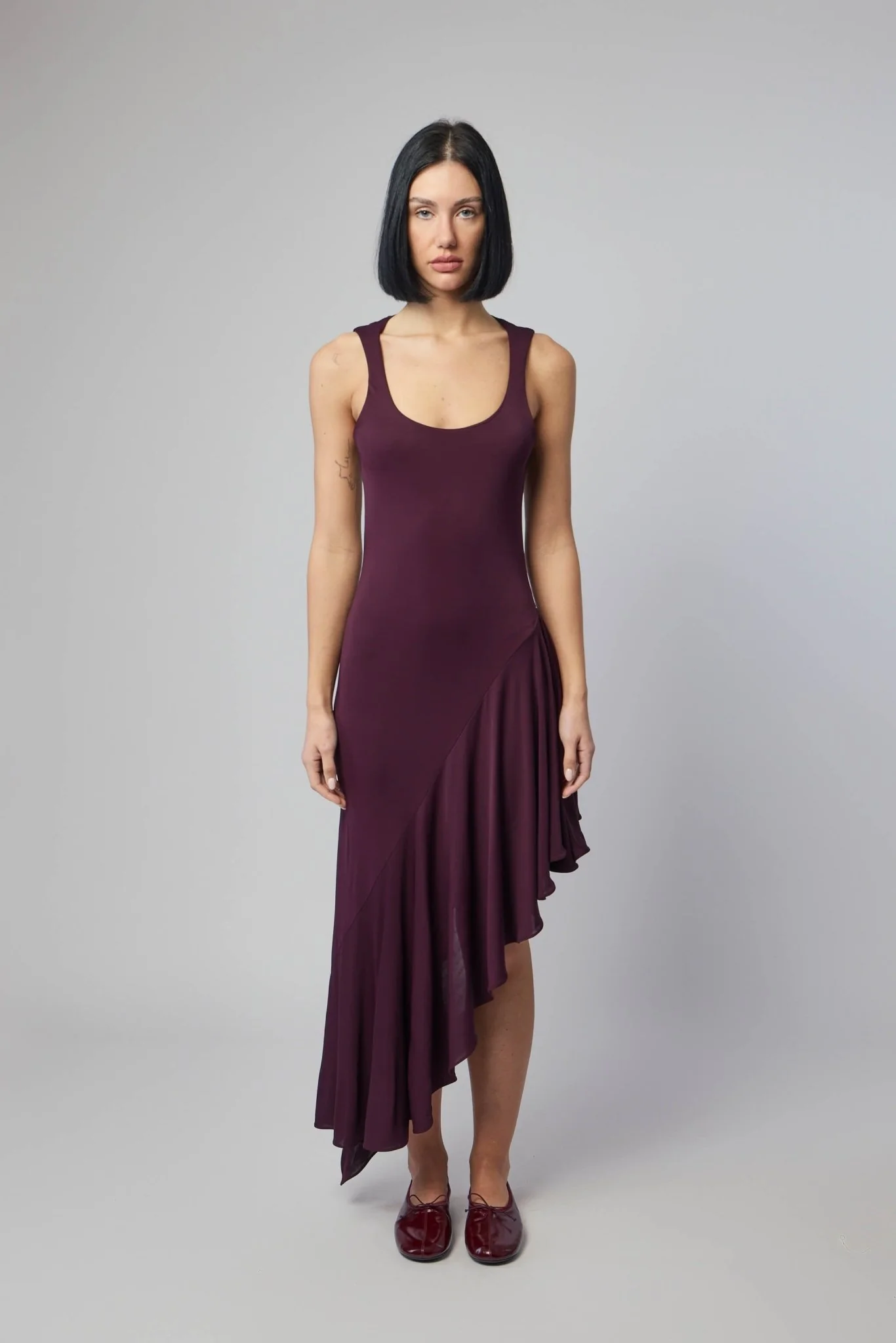 Asymmetric Fluid Jersey Dress - Image 2