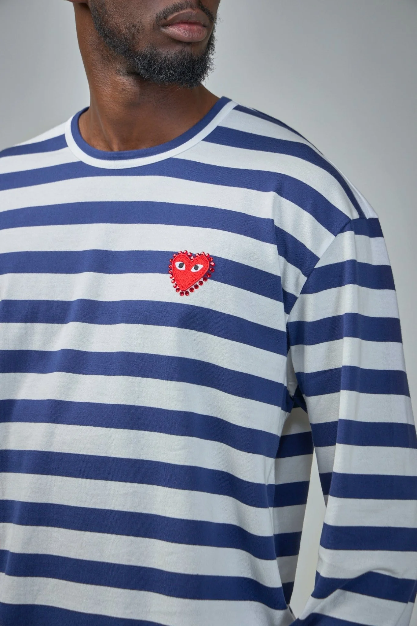 Stripe Emblem X Rhinestone Long Sleeve Tee - Image 4