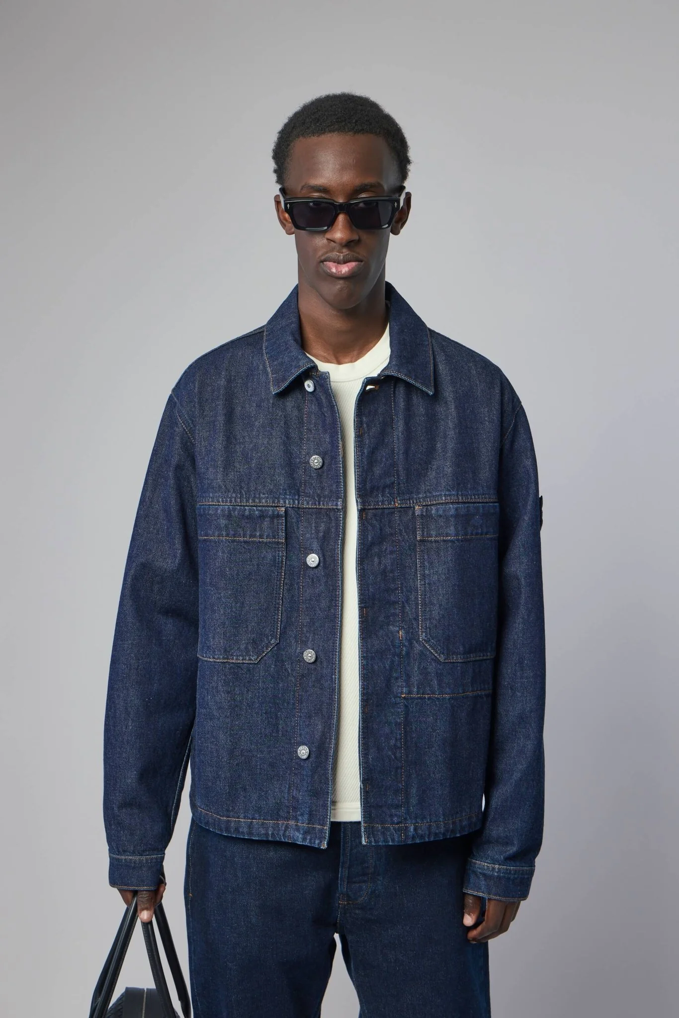 Indigo Denim Rinsed Biker Jacket