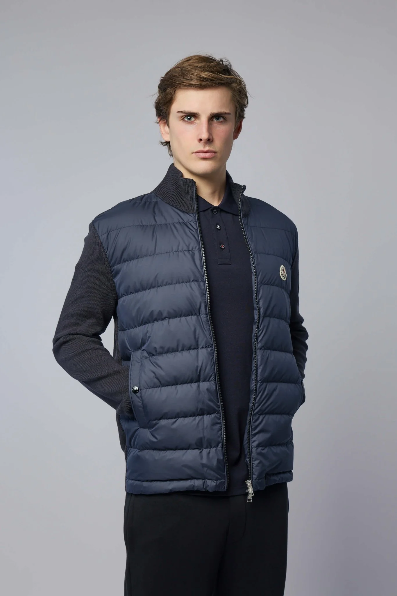 Padded Zip-up Cotton Cardigan