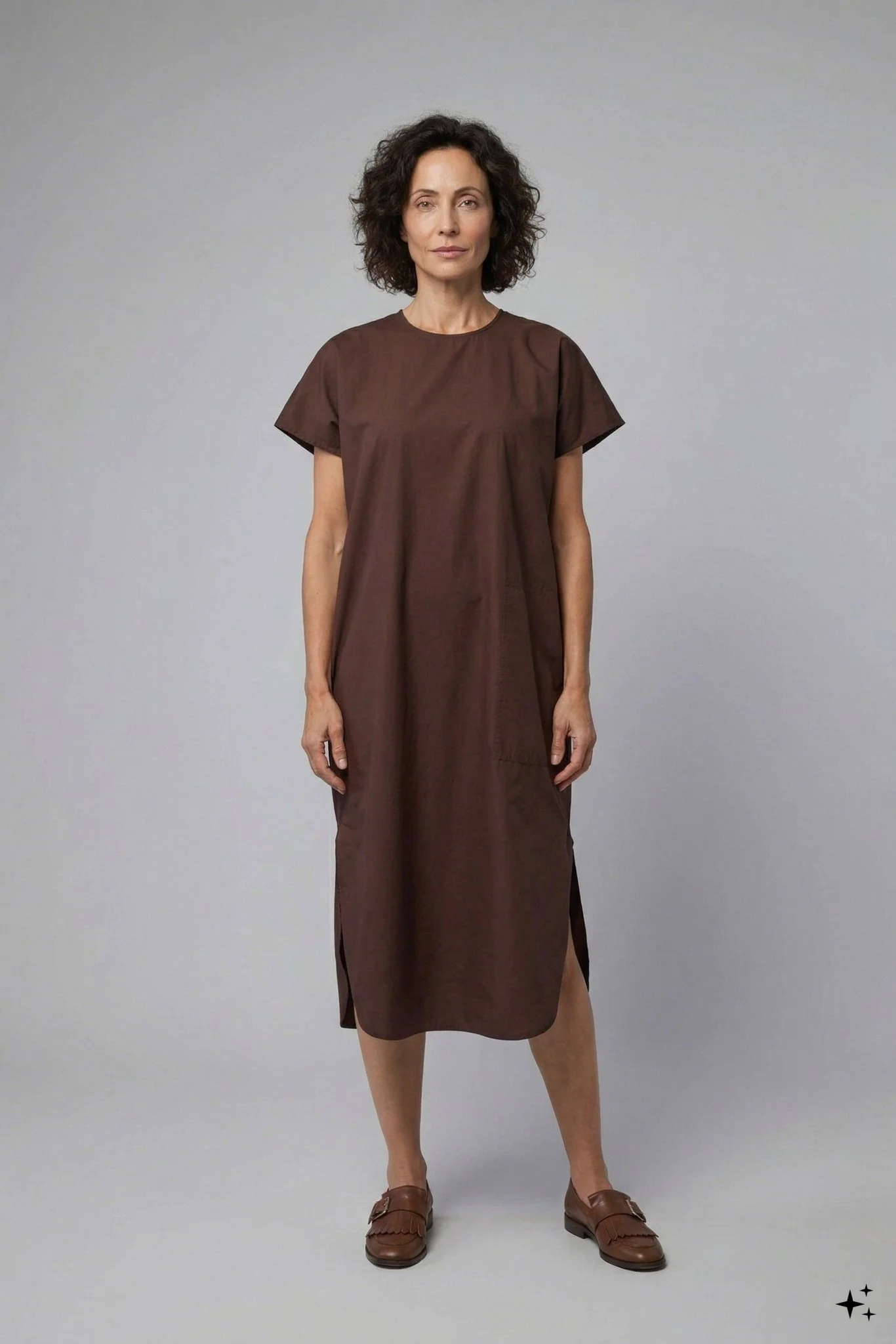 Crew Neck Ssl Dress with Curved Hem - Image 10