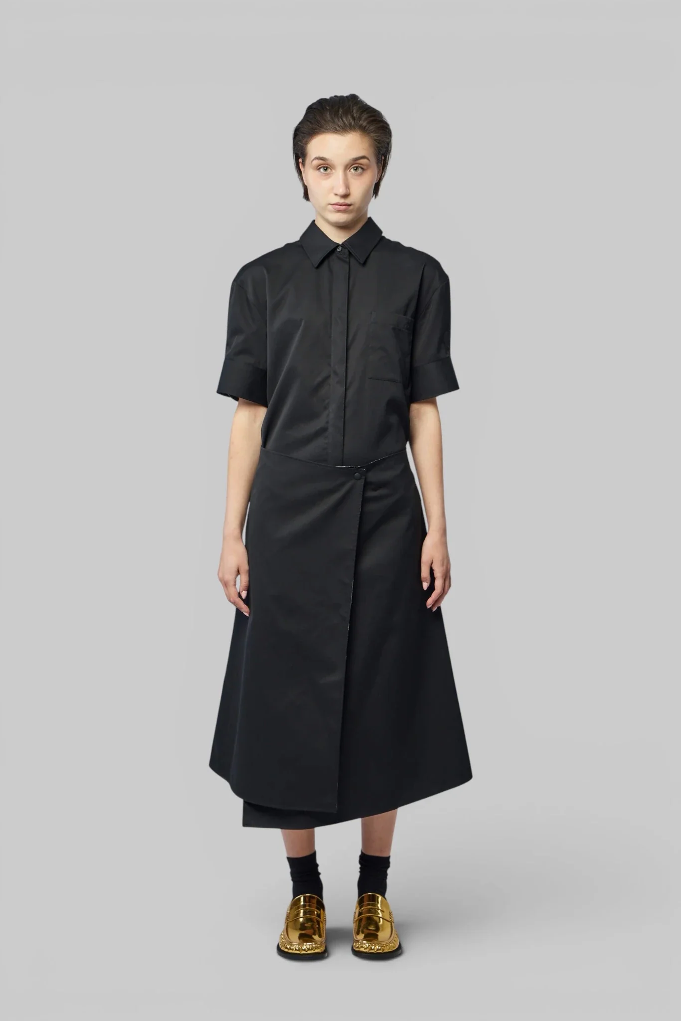 Draped Short-sleeved Dress - Image 3