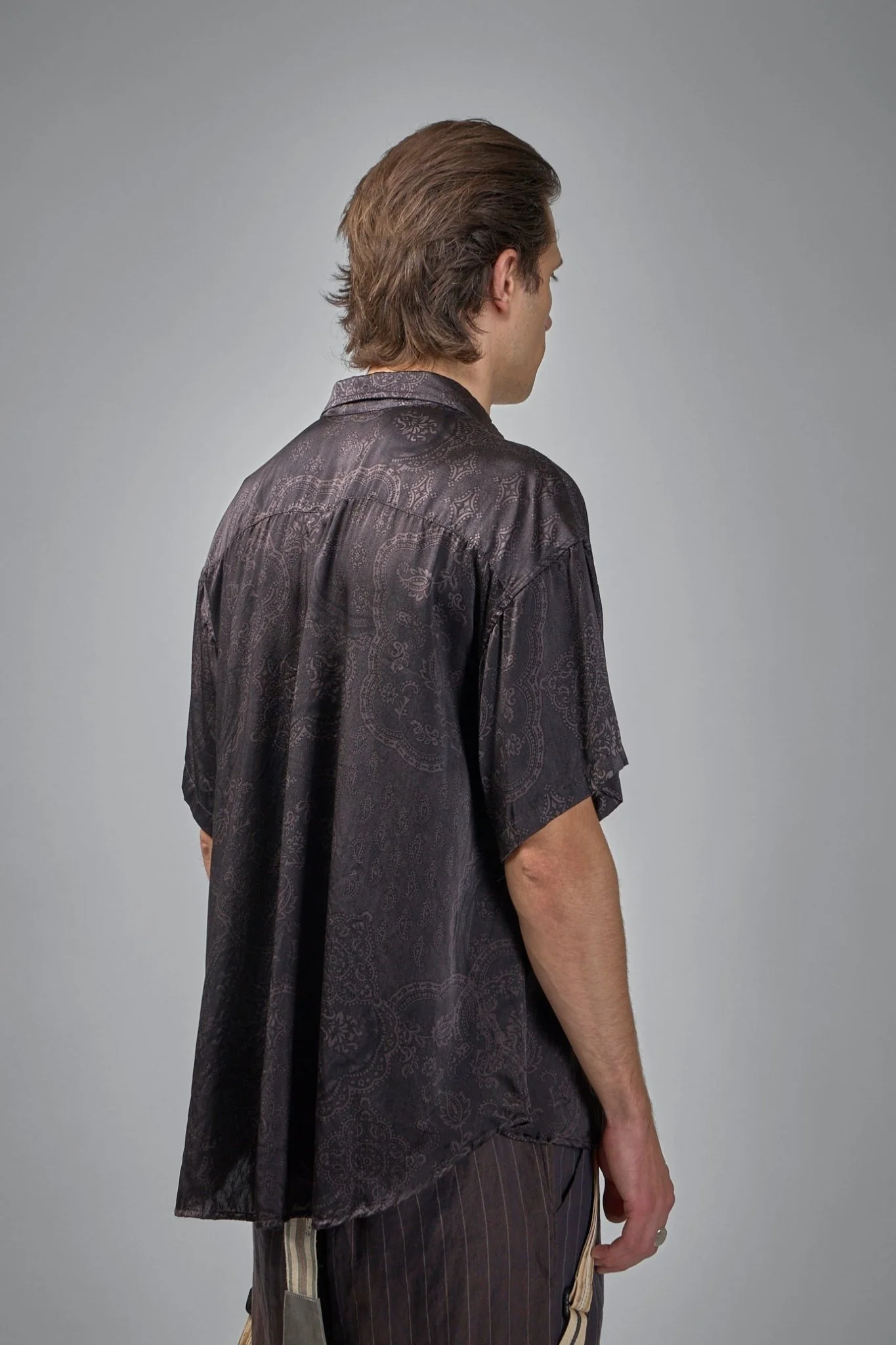 Asymmetric Swing Back Exaggerated Volume Short Sleeve Workshirt Hand Dyed - Image 3