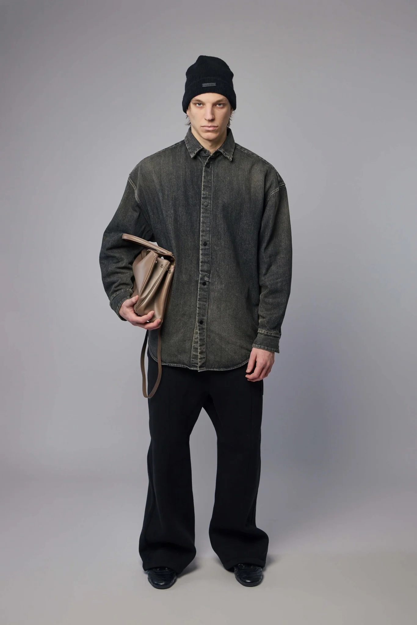 Snap Front Denim Overshirt Worn - Image 7