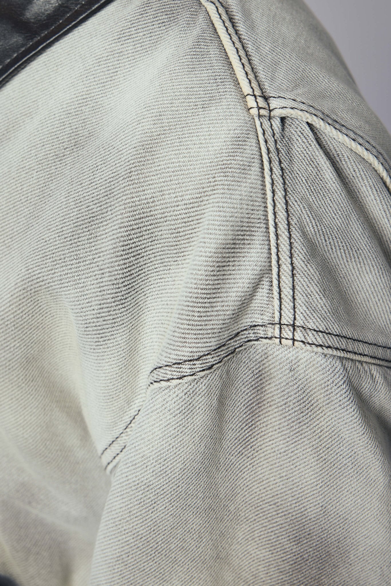 Faded Denim Bomber Jacket - Image 4