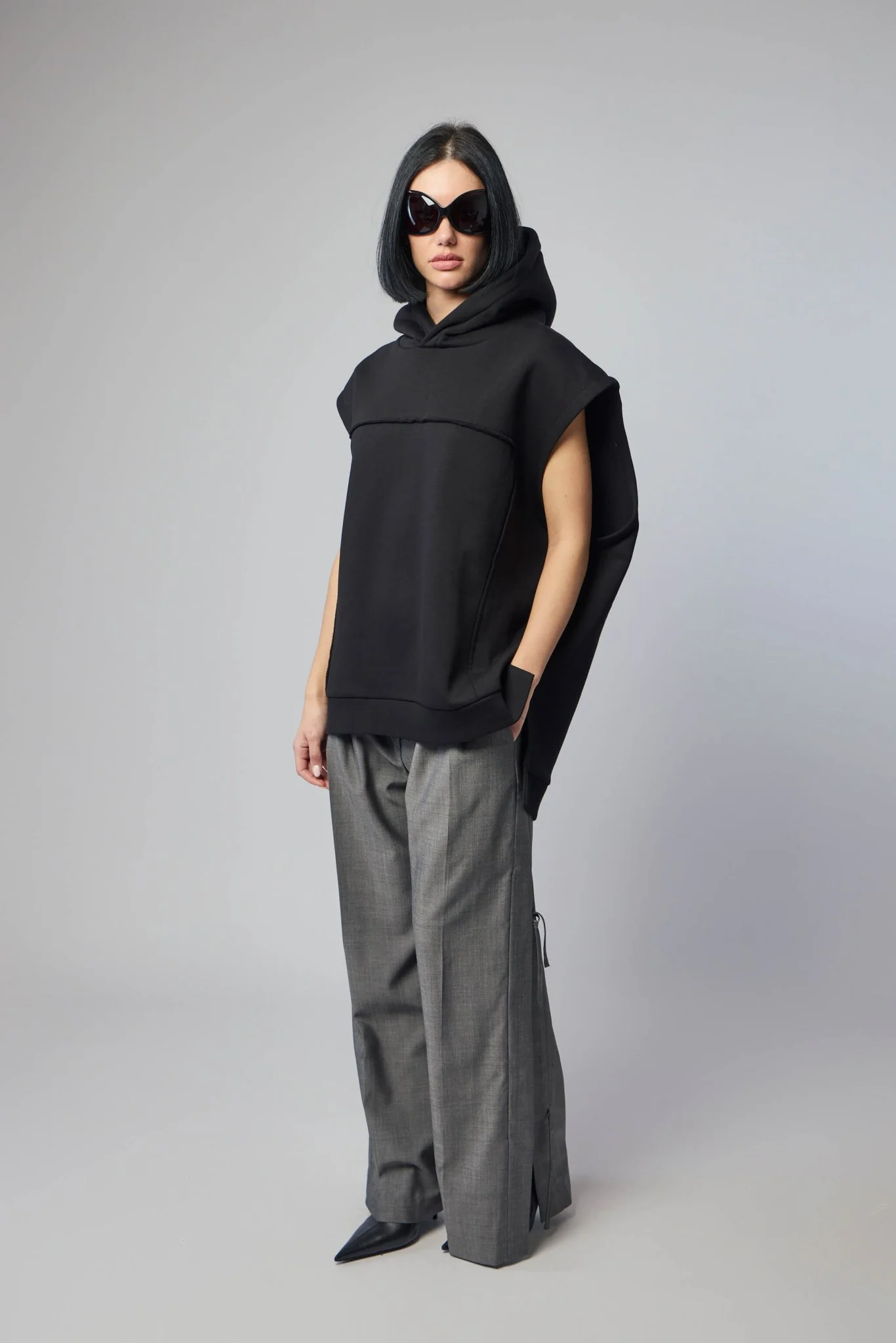 Hood Big Sleeveless Jumper Top - Image 7