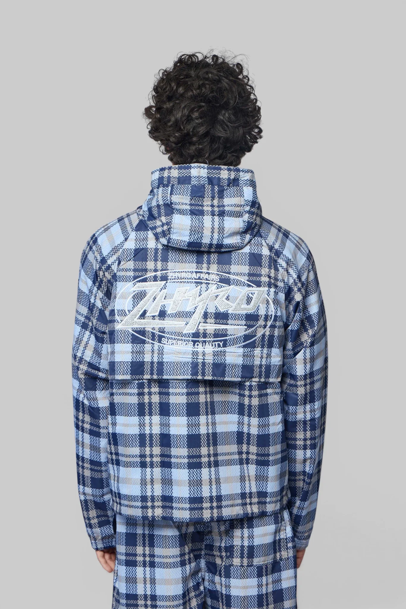Hooded Plaid Windbreaker Jacket - Image 5