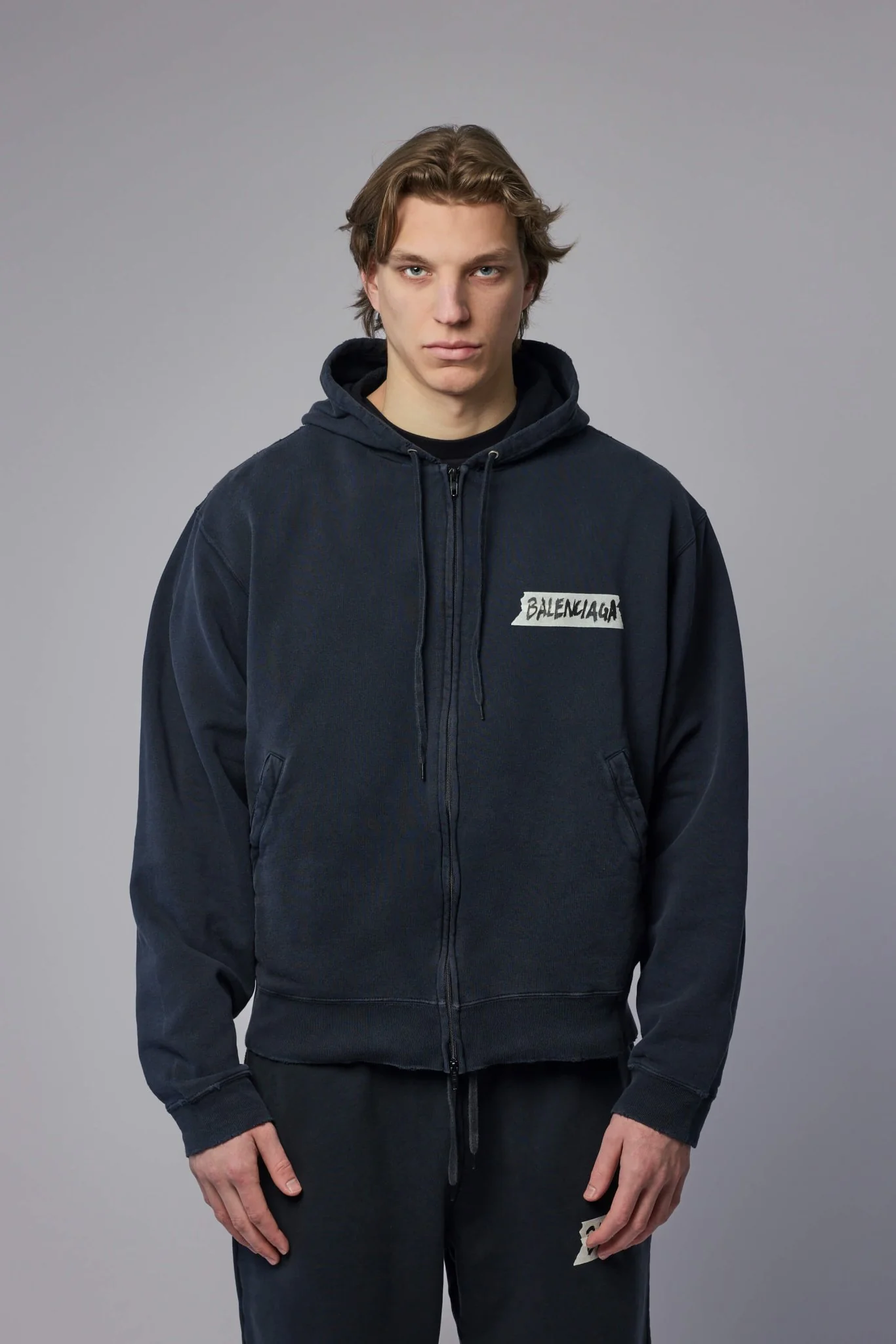 Masking Tape Oversized Zip-up Hoodie - Image 2