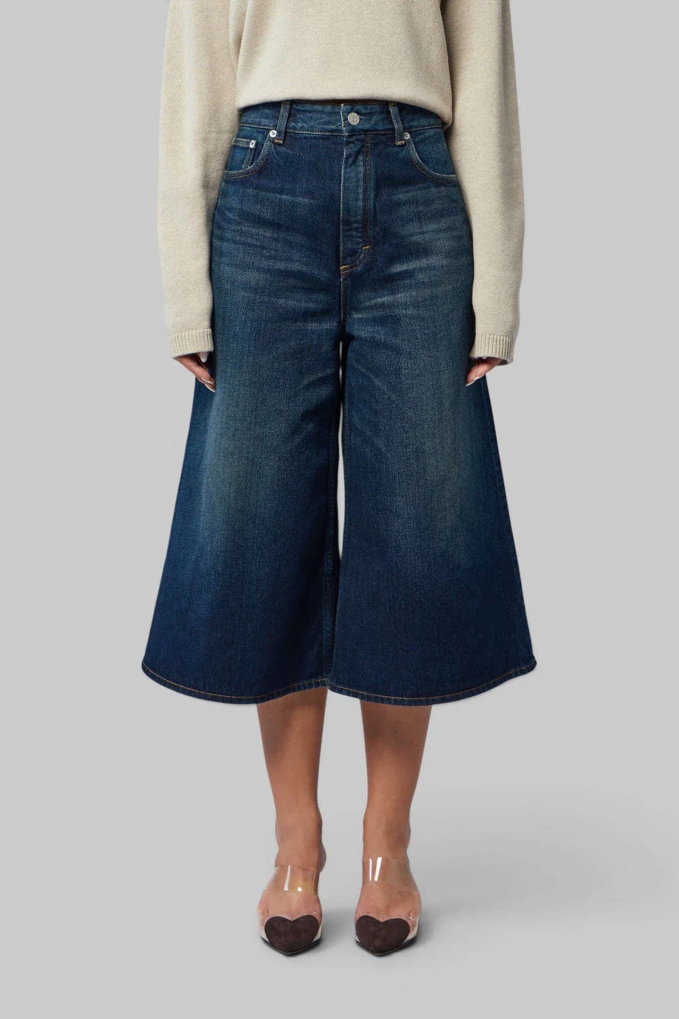 Palazzo Shorts Dock Blue Denim - Image 3