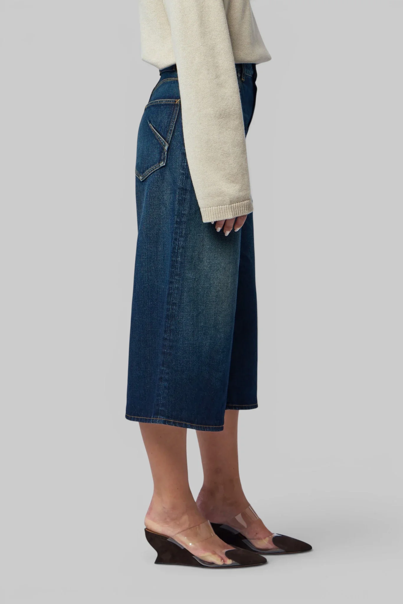 Palazzo Shorts Dock Blue Denim - Image 4
