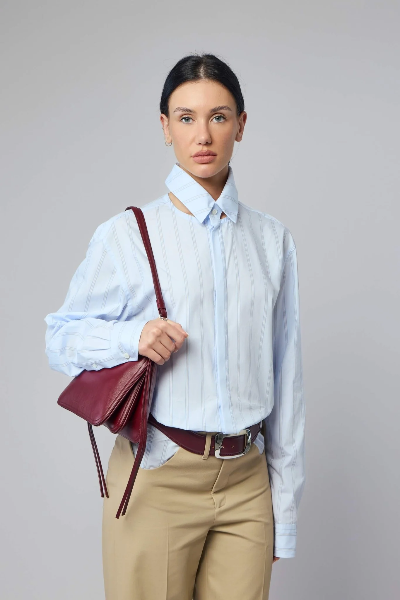 Pinstriped Floating Collar Shirt