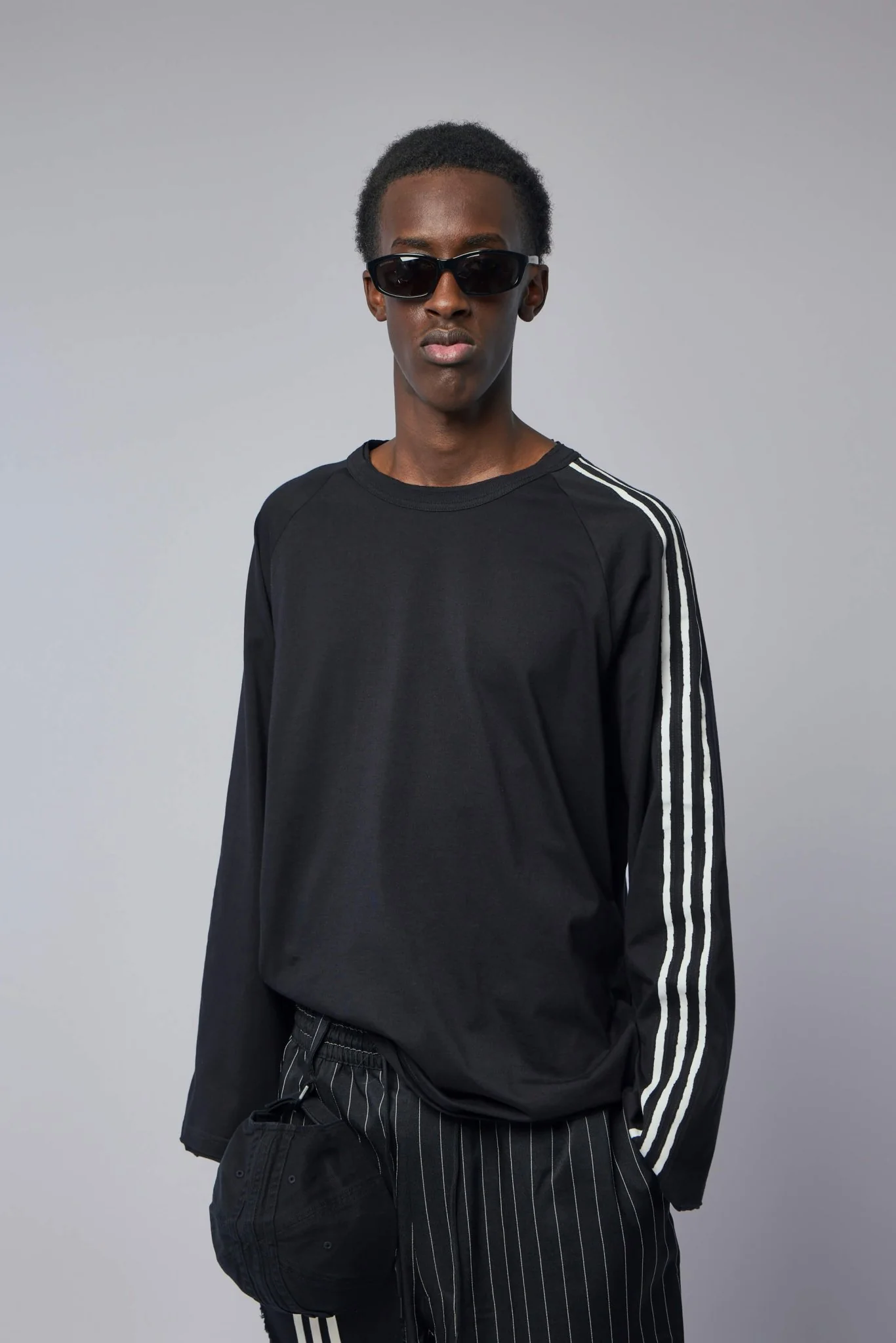 Raw Edge 3-stripes Long Sleeve Tee