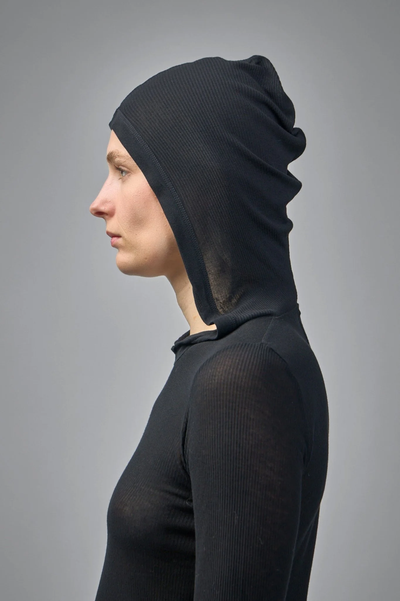 Knit T-shirt Cropped Hooded Rib Ls Tee - Image 5