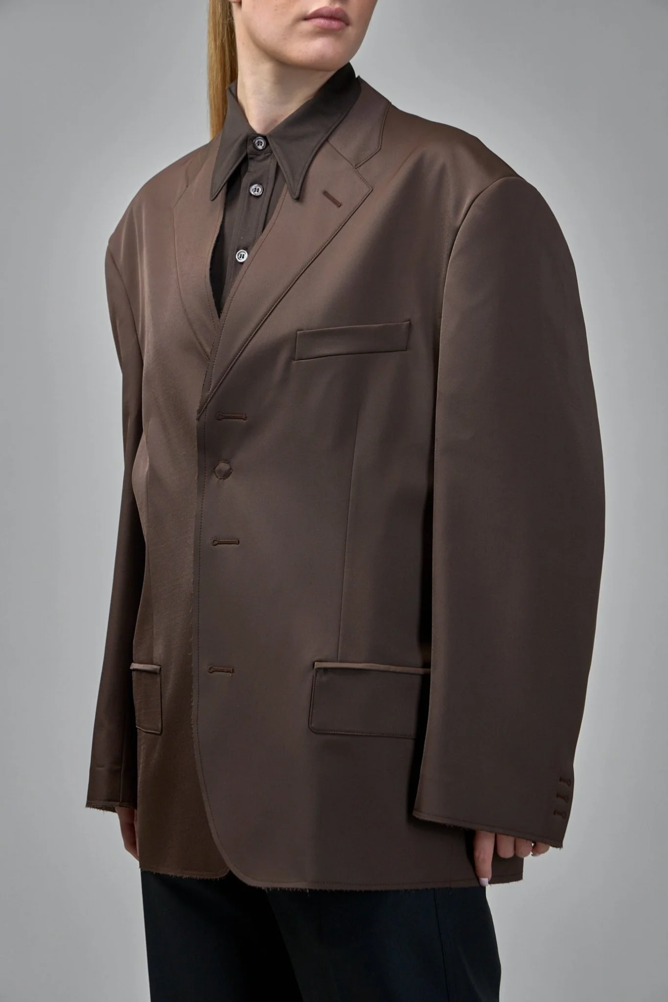 Single-breasted Jacket with Raw-cut Edges - Image 5