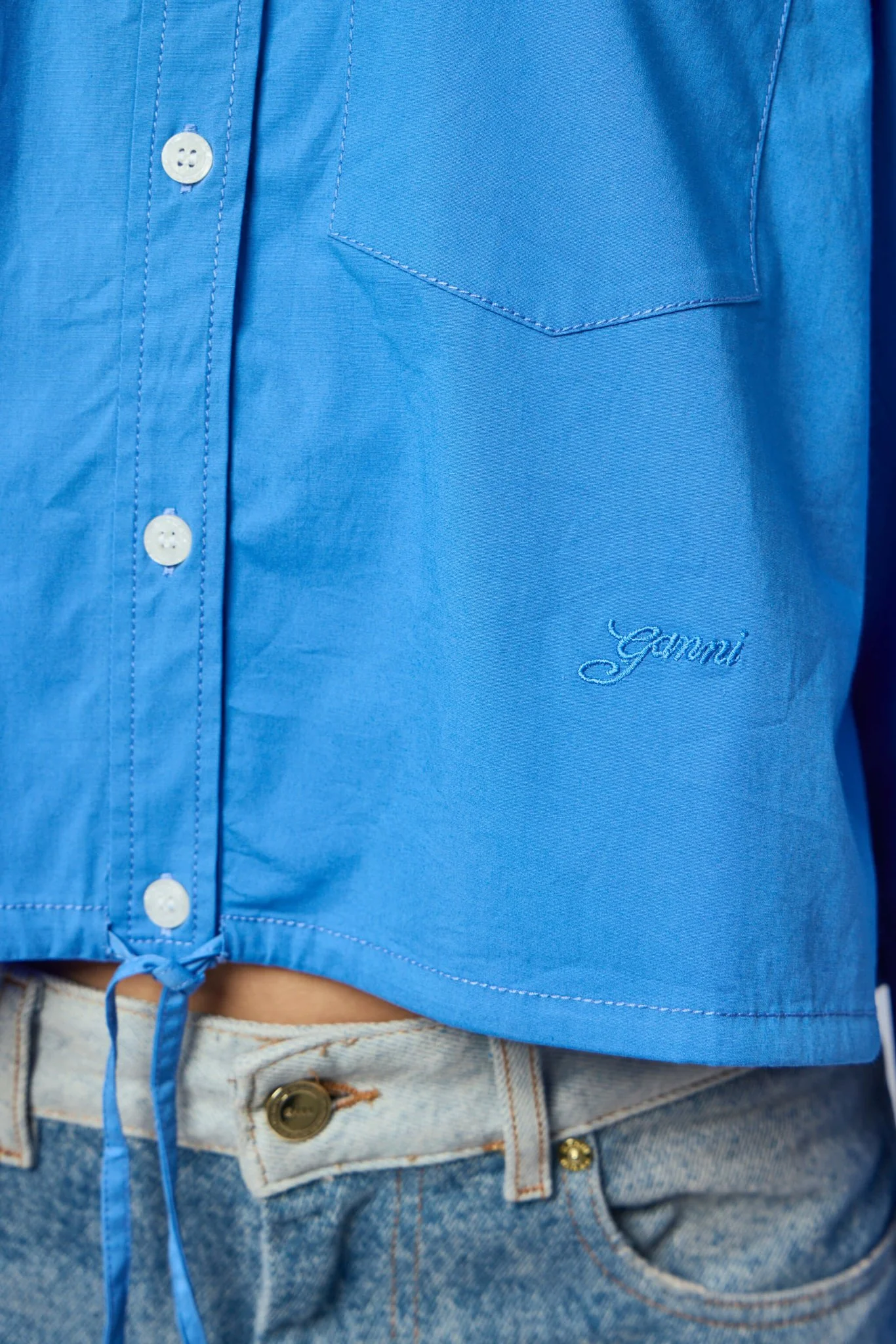 Stretch Cotton Cropped Bowling Shirt - Image 6