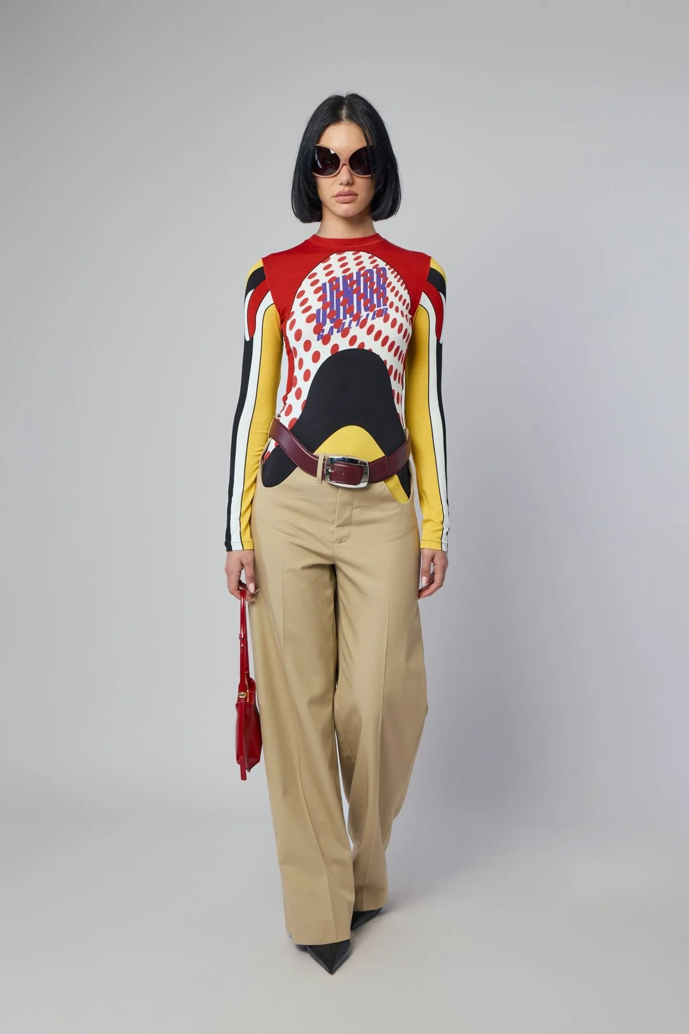 Stretch Cotton Long Sleeves Top Printed "body Map" With Logo And Dots - Image 6