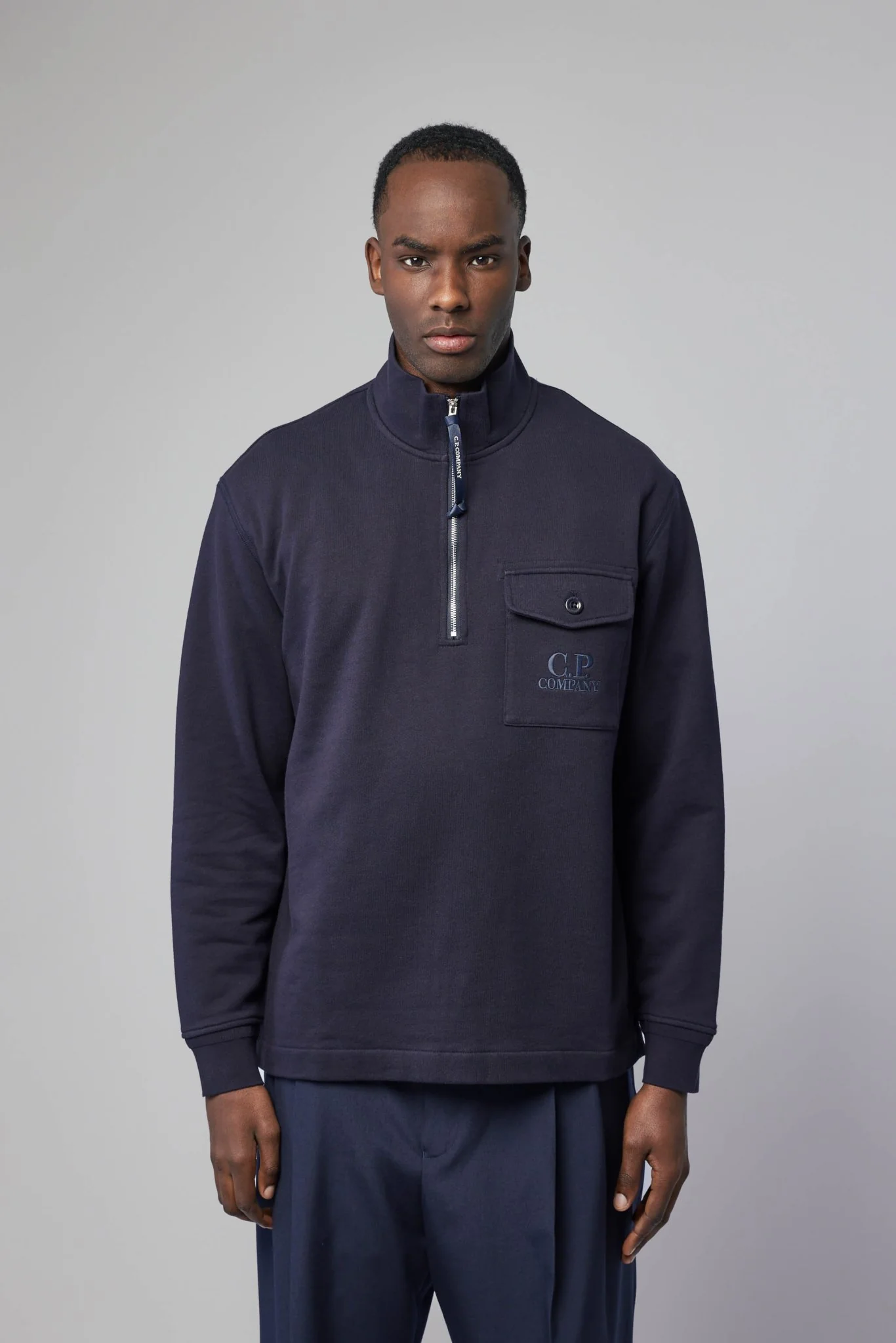 Diagonal Raised Fleece Half Zip Sweatshirt - Image 2
