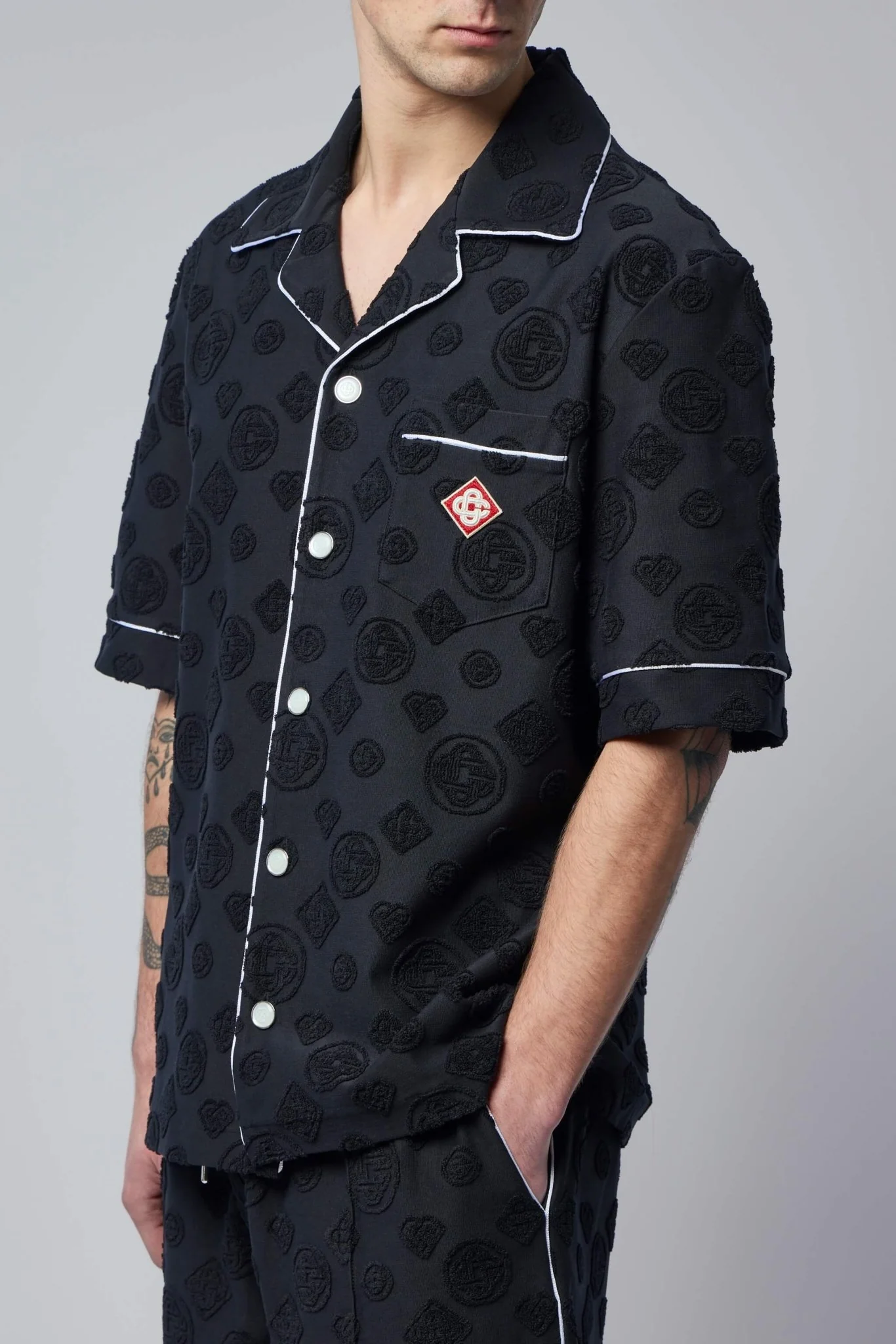 Towelling Monogram Short Sleeve Shirt - Image 3