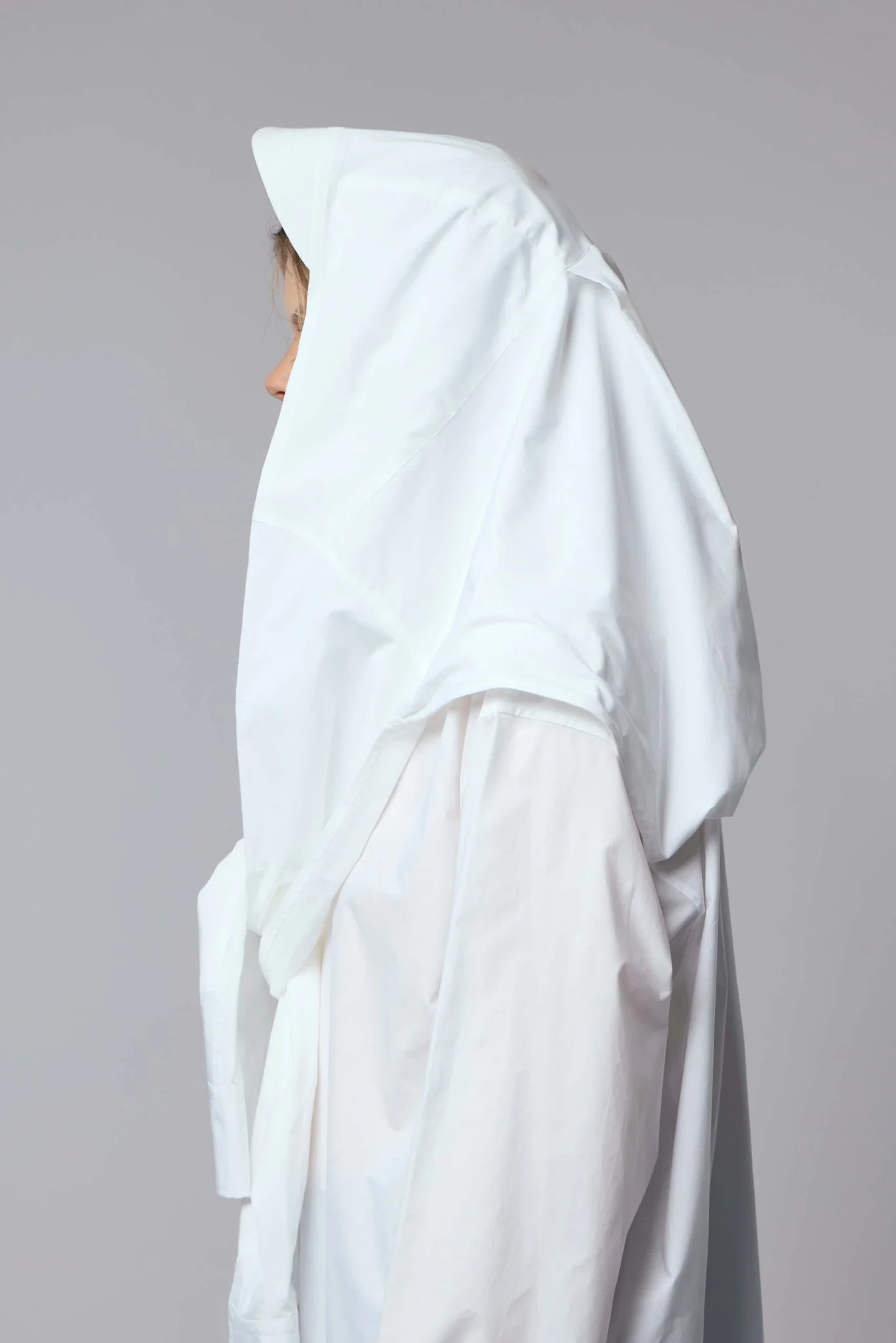 Oversize Shirt with Hood Sleeve Scarf Detail - Image 6