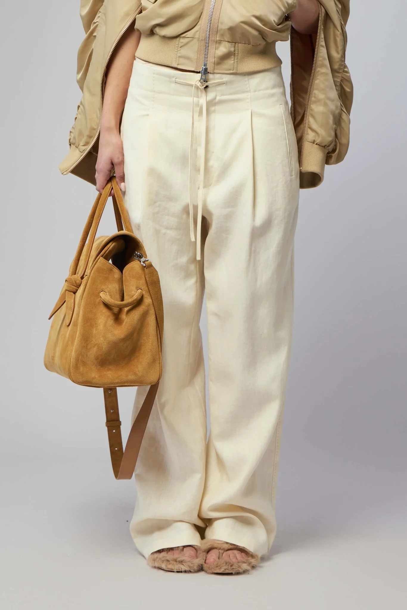Wide-leg Pants Waist Washed Linen String